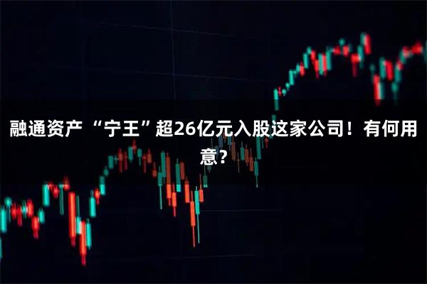 融通资产 “宁王”超26亿元入股这家公司！有何用意？